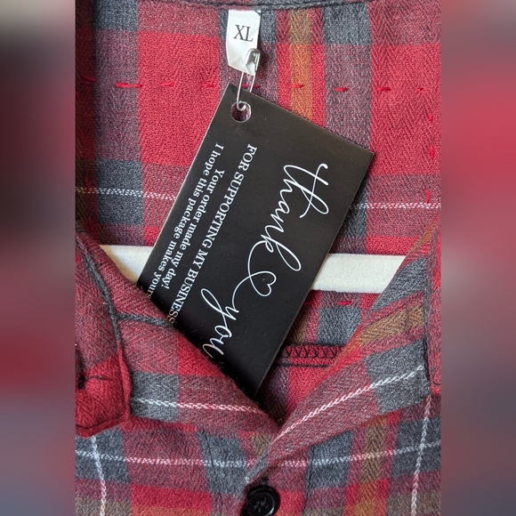 Johnny Cash I Walk The Line Upcycled Handcrafted Flannel Shirt - Picture 10 of 15